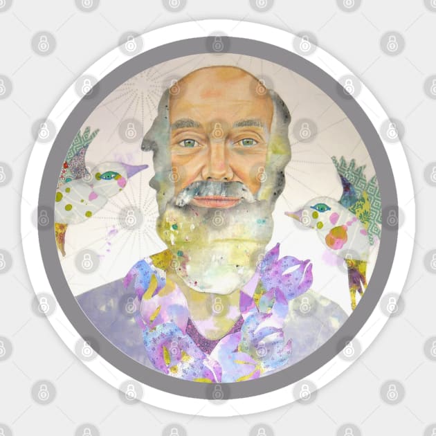 Ram Dass Sticker by karenpaytonart